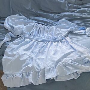 Light Blue Off-Shoulder Ruffle Mini Dress